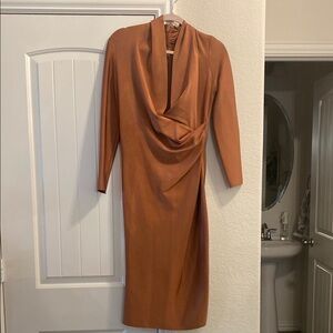 House of CB Elegant Brown Draped Women's Dress, Sz XL